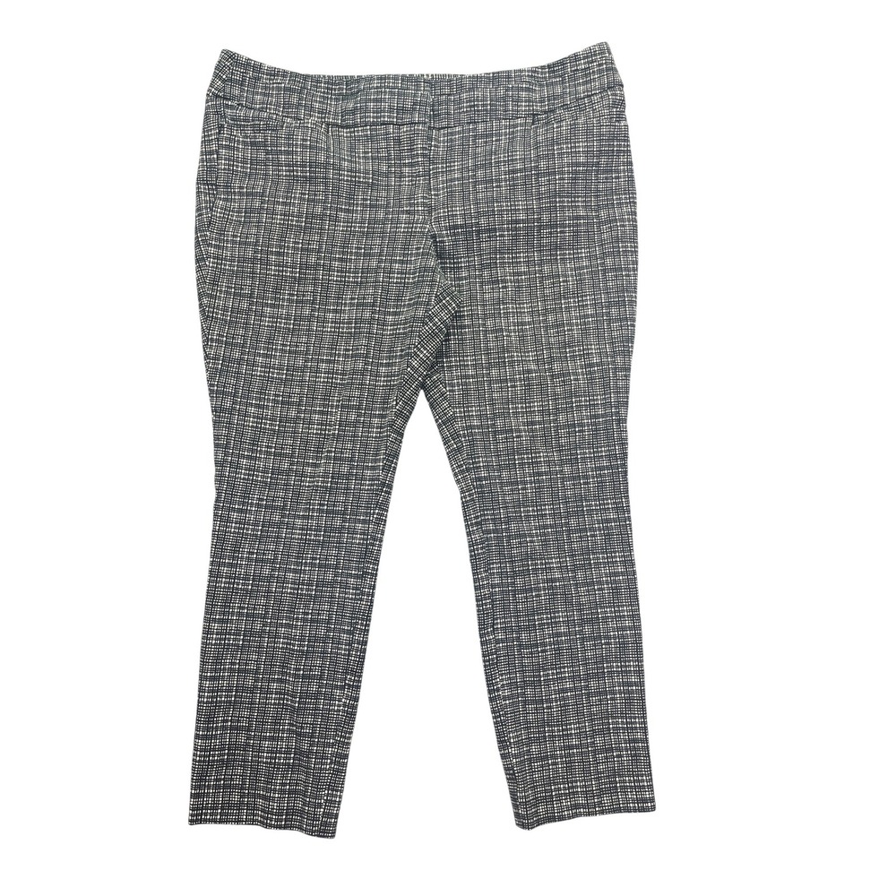 LOFT Marisa Skinny Dress Pants‎ Career Plaid Stretch Black White 12 Fits 34"